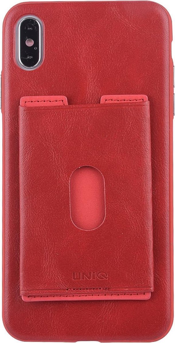 UNIQ Accessory iPhone X-Xs Max Kunstleer Backcover hoesje met portemonnee - Rood