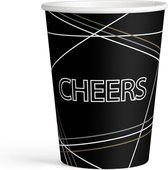 Bekertjes \'cheers\' 250 ml Papier Zwart 8 Stuks