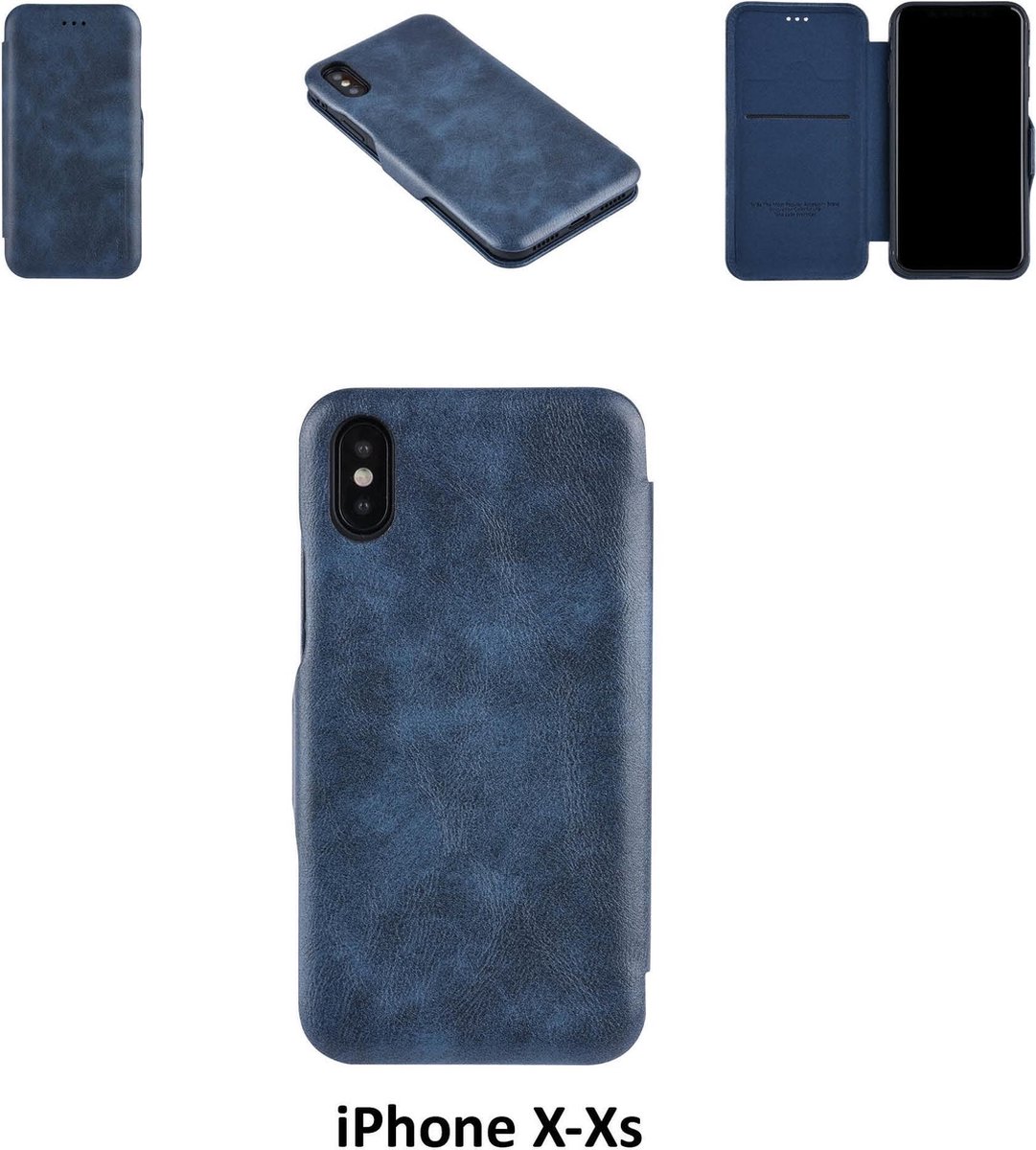 UNIQ Accessory Blauw hoesje iPhone X-Xs - Book Case - Pasjeshouder - Magneetsluiting