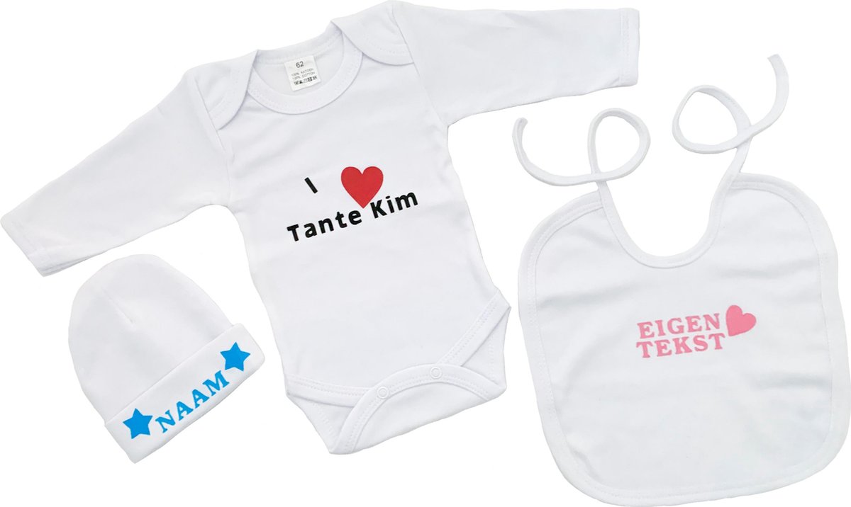 Goedkoopste Baby romper set- Kraamcadeau - Baby - Gepersonaliseerd - Geschenkset - Romper - Mutsje - Slabbertje - Giftbox - Bedrukt - GeboorteKado - Uniek- Orgineel - 100 Katoen - Aanstaande baby