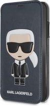 Karl Lagerfeld Blauw hoesje iPhone X-Xs - Book Case - Full Body - Karl Iconic