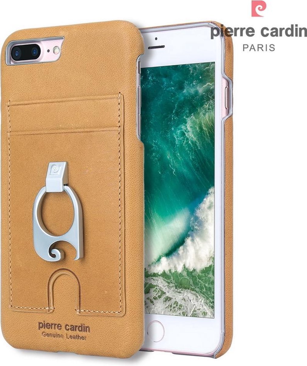 Bruin hoesje Pierre Cardin - Backcover - Stijlvol - Leer - iPhone 7-8 Plus - Luxe cover