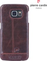 Bruin hoesje Pierre Cardin - Backcover - Stijlvol - Leer - Galaxy S6 Edge - Luxe cover
