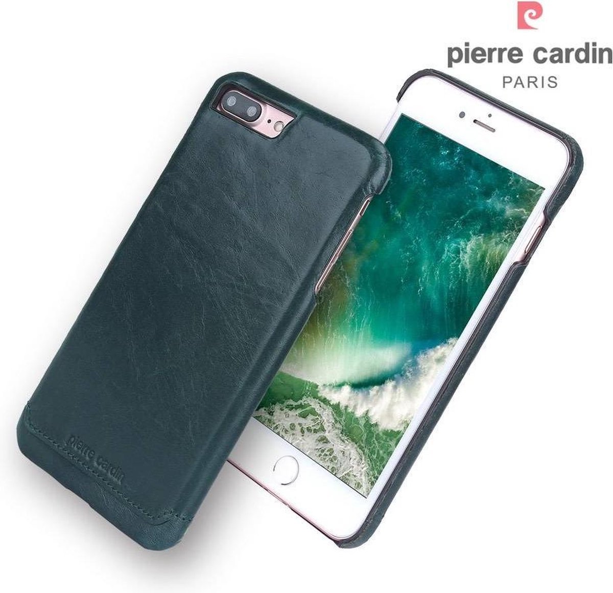 Groen hoesje van Pierre Cardin - Backcover - Stijlvol - Leer - iPhone 7-8 Plus - Luxe cover