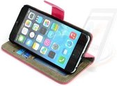 Roze hoesje voor de iPhone 6-6S -Book Case- Pasjeshouder - Magneetsluiting