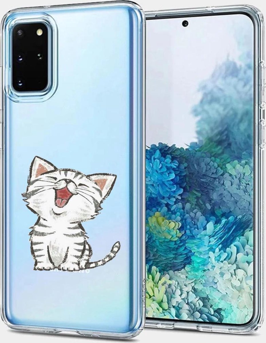 Samsung Galaxy S20 Plus siliconen katten hoesje - transparant - Schattig katje