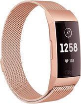 Shop4 - Geschikt voor Fitbit Charge 4 Bandje - Small Metaal Rosé goud
