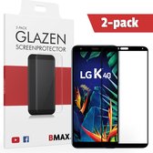 2-pack BMAX geschikt voor de Glazen Screenprotector LG K40 Full Cover Glas / Met volledige dekking / Beschermglas / Tempered Glass / Glasplaatje