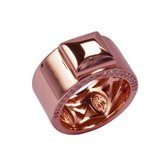 Brigada - ring met vierkant en zirkonia steentjes - rosé veguld - maat 18 - 925 sterling zilver