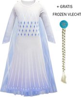 Basic Frozen 2 Elsa kristallen jurk + gratis Frozen vlecht - 134/140 (140) 9-10 jaar - Wit