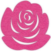 Roos vilt onderzetter - Fuchsia - 6 stuks - ø 9,5 cm Rond - Glas onderzetter - Cadeau - Woondecoratie - Woonkamer - Tafelbescherming - Onderzetters Voor Glazen - Keukenbenodigdheden - Woonaccessoires - Tafelaccessoires