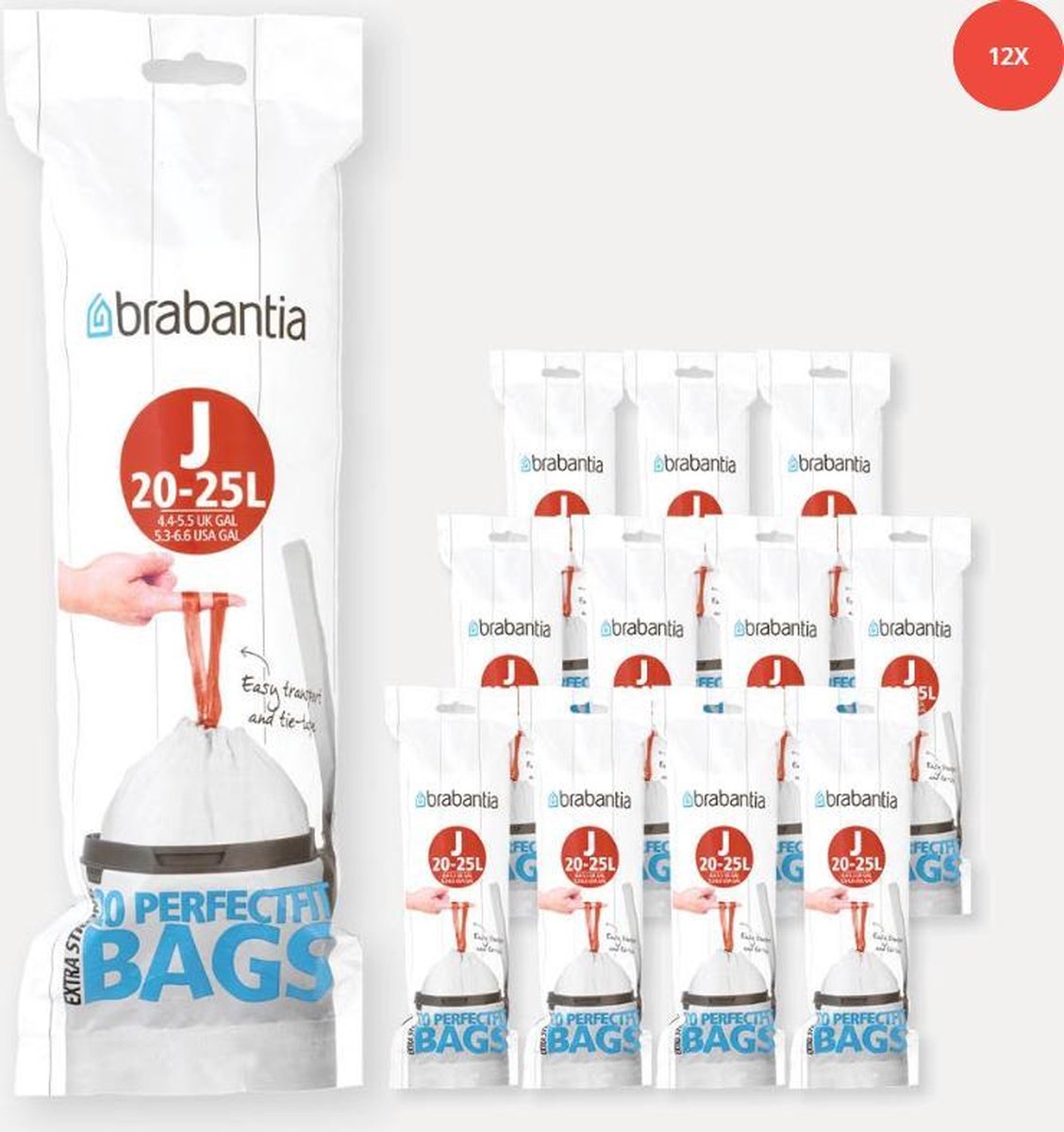 Brabantia sacs poubelle PerfectFit, V, 3 litres, 20 pièces