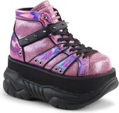 Neptune-100 glitter unisex plateau sneakers met spikes roze - (EU 45 = US 12) - Demonia