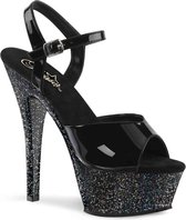 EU 38 = US 8 | KISS-209MG | 6 Heel, 1 3/4 PF Ankle Strap Sandal w/Mini Glitter