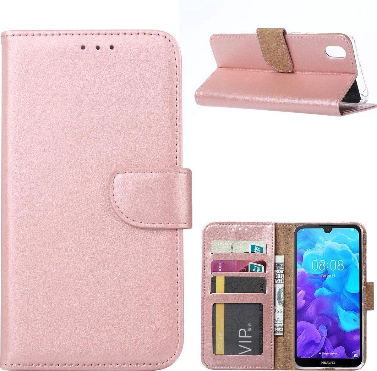 Bookcase Geschikt voor: Huawei Y5 2019 - Rose Goud - portemonnee hoesje