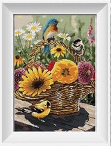 Artstudioclub®  borduurpakketten volwassenen Vogel en bloemenmand 44 × 53 cm
