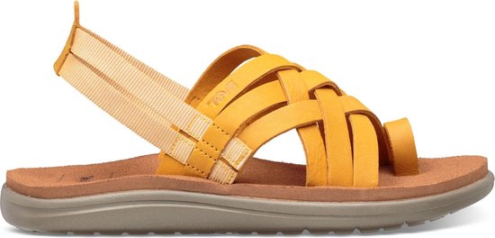 Teva Voya Strappy Leather Dames Wandelsandalen - Geel - Maat 40 | bol.com