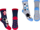 Mickey Mouse - Anti slip sokken - Grijs/Donker blauw - Maat 23-26
