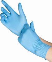 100x Wegwerp handschoenen maat L - LATEX en gepoederd >> Blauw  Size L