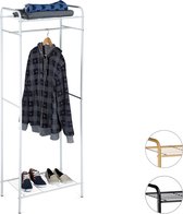 relaxdays - kledingrek SANDRA groot - kledingstandaard metaal - met schoenenrek honing Brown