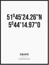 Poster/kaart GRAVE met coördinaten