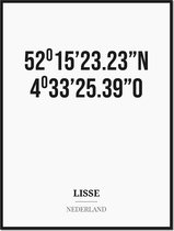 Poster/kaart LISSE met coördinaten