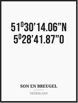 Poster/kaart SON EN BREUGEL met coördinaten
