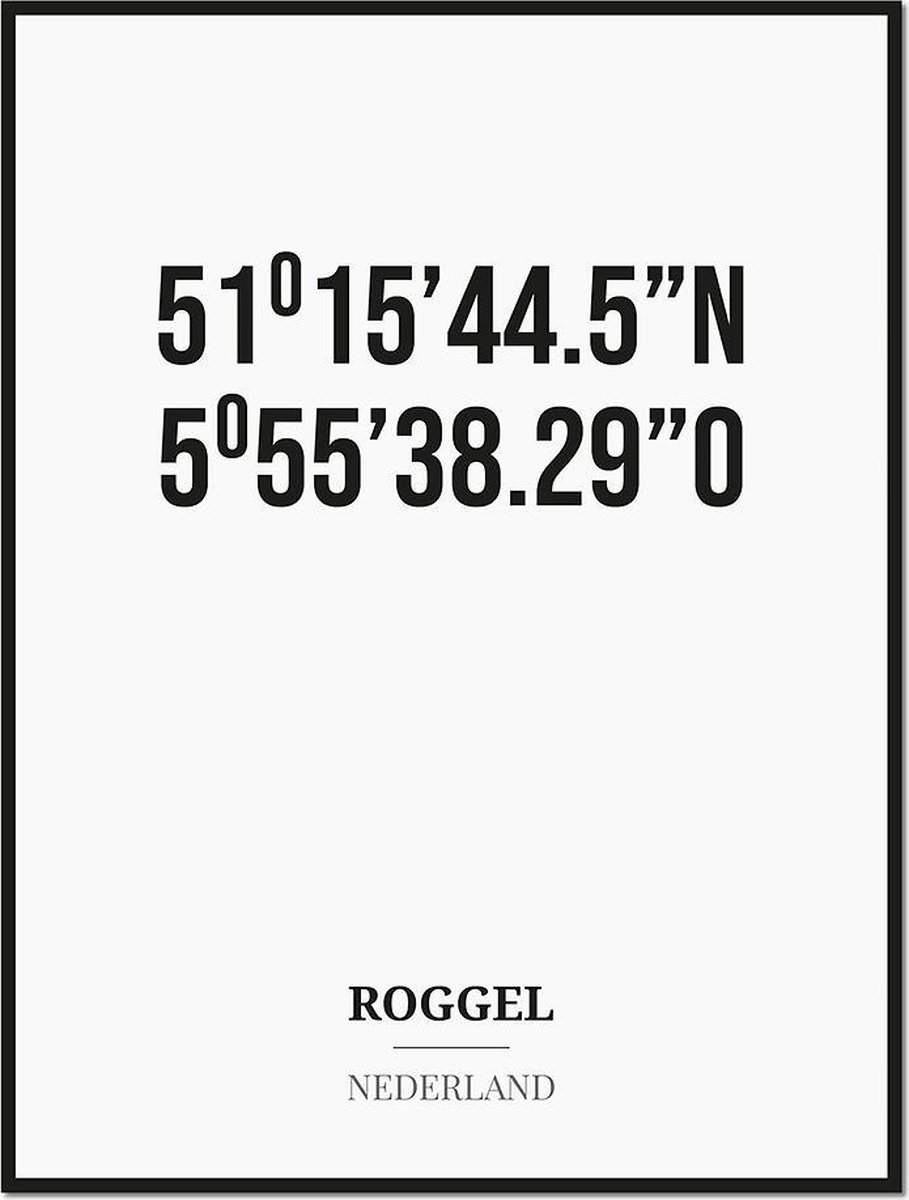 Poster/kaart ROGGEL met coördinaten