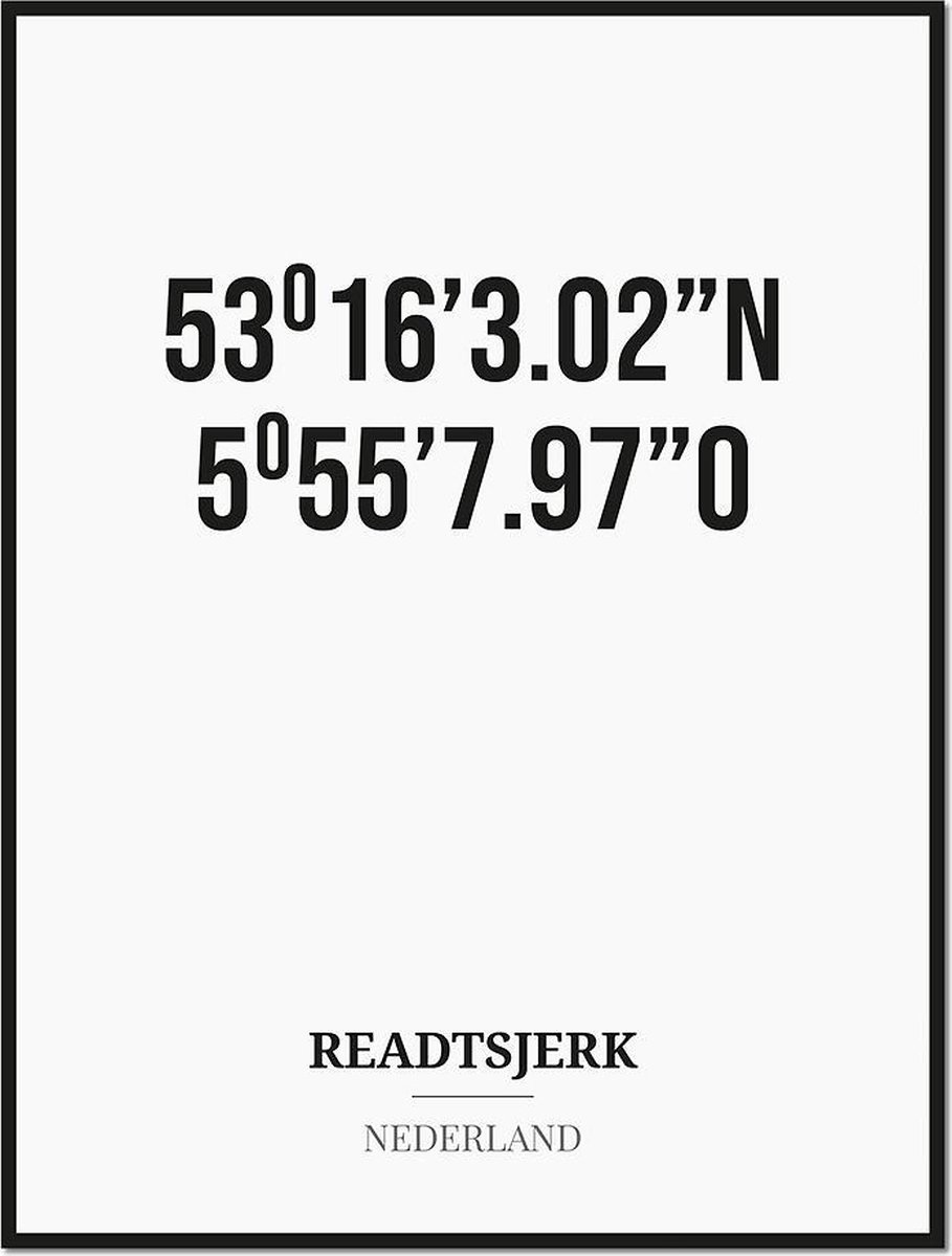 Poster/kaart READTSJERK met coördinaten