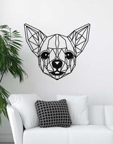 Chihuahua Geometrisch Hout 70 x 82 cm Black - Honden - Wanddecoratie