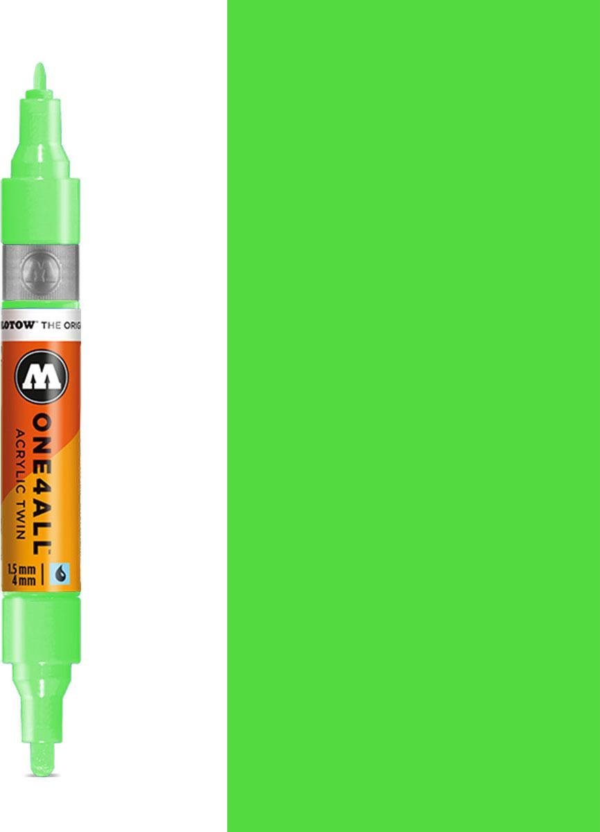 MOLOTOW One4All Premium Acrylic TWIN Marker 1,5 + 4mm - 219 Neon Green Fluor