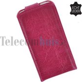 Apple iPhone SE smartphone hoesje echt leder flip case Bordeauxrood