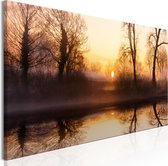 Schilderijen Op Canvas - Schilderij - Winter Sunset (1 Part) Narrow 135x45 - Artgeist Schilderij