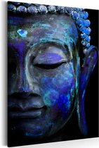 Schilderijen Op Canvas - Schilderij - Blue Buddha 60x90 - Artgeist Schilderij