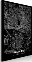 Schilderijen Op Canvas - Schilderij - Dark Map of Hamburg (1 Part) Vertical 80x120 - Artgeist Schilderij