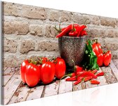 Schilderijen Op Canvas - Schilderij - Red Vegetables (1 Part) Brick Narrow 135x45 - Artgeist Schilderij