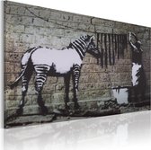 Schilderijen Op Canvas - Schilderij - Zebra wassen (Banksy) 60x40 - Artgeist Schilderij