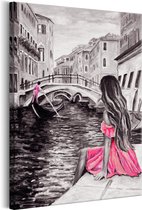 Schilderijen Op Canvas - Schilderij - Woman in Venice (1 Part) Vertical 60x90 - Artgeist Schilderij