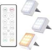 Ledlampjes met afstandsbediening – vierkant – Dimbaar – Wit & Warm licht – 3 stuks
