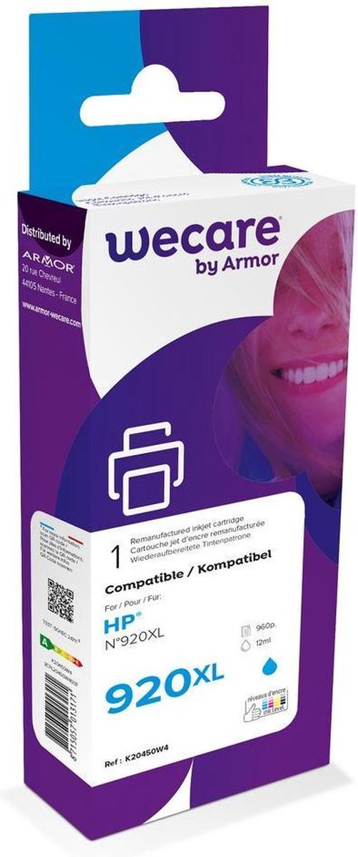 weCare Cartridge compatible met HP 920 XL Blauw