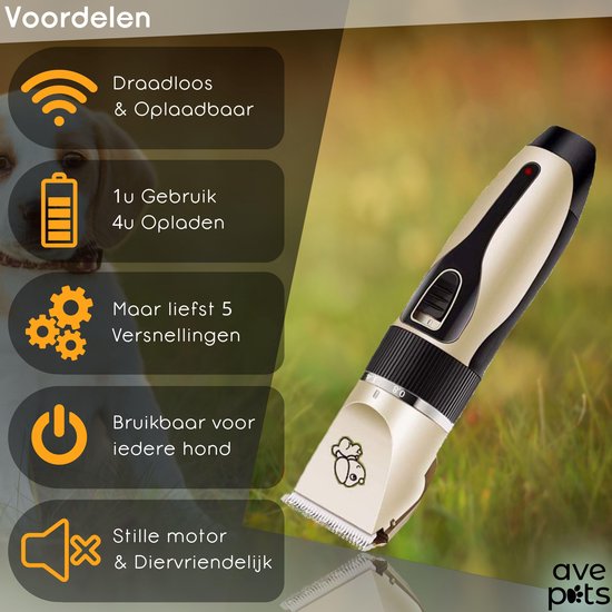 AVE Pets® Complete hondentondeuse set Draadloos tondeuse