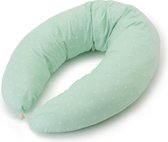 Lumaland Coussin d'allaitement Coussin de grossesse Coussin de couchage latéral avec housse 100% coton à pois verts / blancs 190 x 150 x 37 x 20 cm
