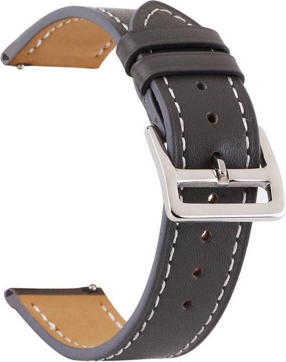 Fungus - Smartwatch bandje - Geschikt voor Samsung Galaxy Watch 3 45mm, Gear S3, Huawei Watch GT 2 46mm, Garmin Vivoactive 4, 22mm horlogebandje - PU leer - Net - Grijs