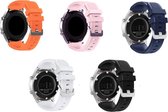 Smartwatch bandjes - 5 pack - Geschikt voor Samsung Galaxy Watch 5 (incl. Pro) en Galaxy Watch 4, Watch 3 41mm, Active 2, 20mm horlogebandje - Siliconen - Fungus - Streep - Wit Bla