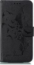 Samsung Galaxy M21 Hoesje Portemonnee met Veer Print Zwart