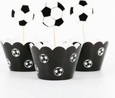 ProductGoods - 12 Stuks WK Voetbal Mini Cupcake Bakjes + 12 Cupcake WK Voetbal Versiering  - Kinderen - Kinderfeestje - Party - Taart Decoraties - Verjaardag Decoratie - Happy Birt
