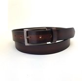 Leren Herenriem/Damesriem Donkerbruin  – 3 cm breed – Echt leer – Donkere gesp – In te korten – Unisex – maat 115 – Totale lengte riem 130 cm