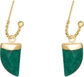 Yehwang tijger tand oorbel groen goud