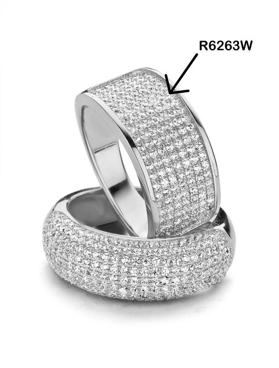 Velini jewels-R6263W-48 -Ring -925 Zilver gerodineerd- Cubic Zirkonia