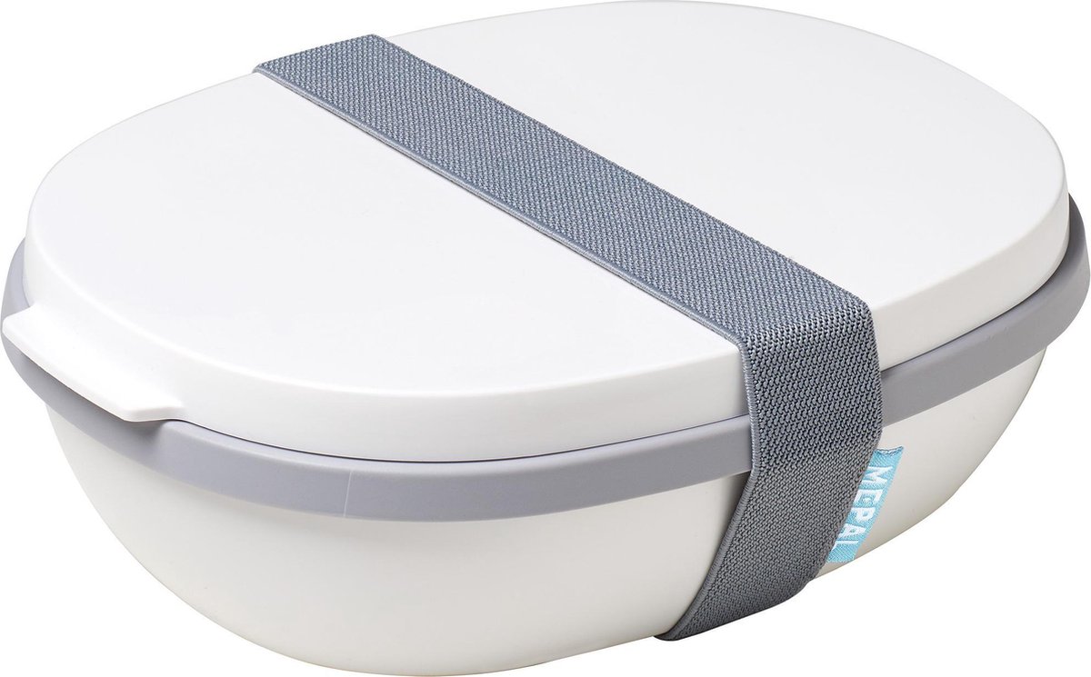 Mepal – Lunchbox Ellipse duo – Lunchbox voor volwassenen en saladebox to go– wit – Magnetronbestendi